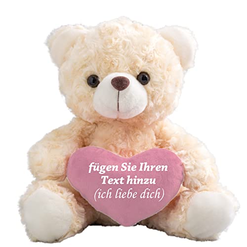 MeterBear Personalisierter Teddybär mit Herz, Teddybär mit Text Auf Herz, ValentinsGeschenke für sie Geschenke für Frauen Weihnachten Geburtstagsgeschenk für ihn Es Mir Leid Geschenke für sie (20cm) von MeterBear