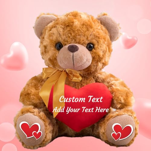 MeterBear Personalisierter Teddybär mit Herz, Teddybär mit Text Auf Herz, ValentinsGeschenke für sie Geschenke für Frauen Weihnachten Geburtstagsgeschenk für ihn Es Mir Leid Geschenke für sie (20cm) von MeterBear