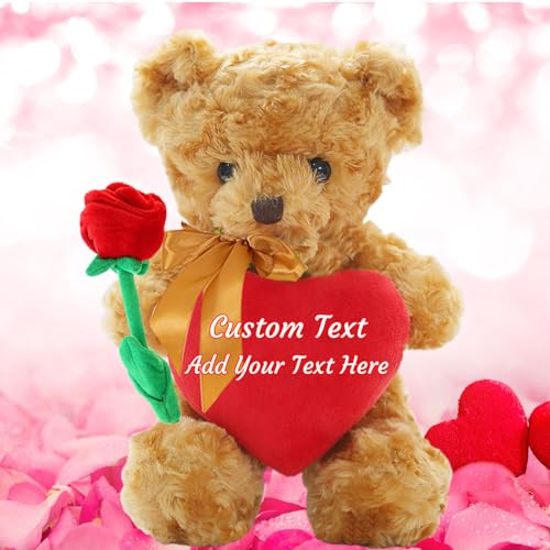 MeterBear Personalisierter Teddybär mit Herz, Teddybär mit Text Auf Herz, ValentinsGeschenke für sie Geschenke für Frauen Weihnachten Geburtstagsgeschenk für ihn Es Mir Leid Geschenke für sie (25cm) von MeterBear