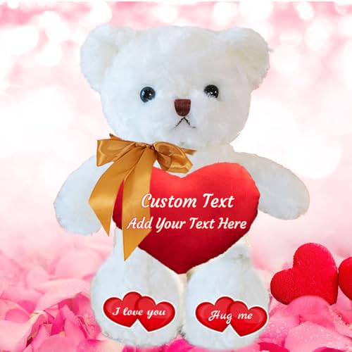 MeterBear Personalisierter Teddybär mit Herz, Teddybär mit Text Auf Herz, ValentinsGeschenke für sie Geschenke für Frauen Weihnachten Geburtstagsgeschenk für ihn Es Mir Leid Geschenke für sie (30cm) von MeterBear