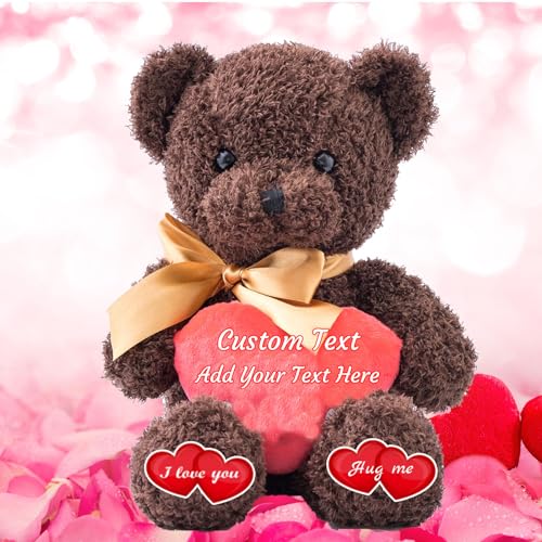 MeterBear Personalisierter Teddybär mit Herz, Teddybär mit Text Auf Herz, ValentinsGeschenke für sie Geschenke für Frauen Weihnachten Geburtstagsgeschenk für ihn Es Mir Leid Geschenke für sie (40cm) von MeterBear