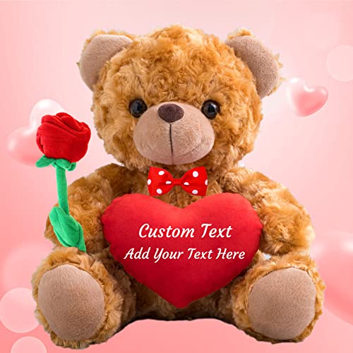 MeterBear Personalisierter Teddybär mit Herz, Teddybär mit Text Auf Herz, ValentinsGeschenke für sie Geschenke für Frauen Weihnachten Geburtstagsgeschenk für ihn Es Mir Leid Geschenke für sie (25cm) von MeterBear