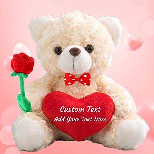 MeterBear Personalisierter Teddybär mit Herz, Teddybär mit Text Auf Herz, ValentinsGeschenke für sie Geschenke für Frauen Weihnachten Geburtstagsgeschenk für ihn Es Mir Leid Geschenke für sie (20cm) von MeterBear