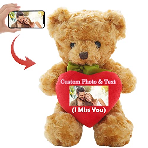 MeterBear Personalisierter Teddybär mit Text+ Foto Auf Herz, ValentinsGeschenke für sie Geschenke für Frauen Weihnachten Geburtstagsgeschenk für ihn Es Mir Leid (30cm) von MeterBear