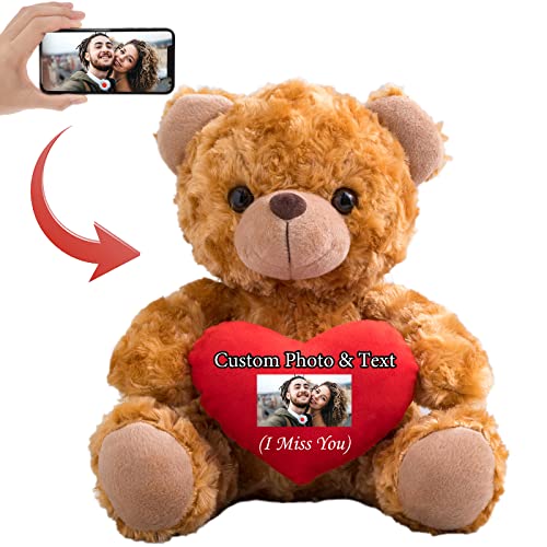 MeterBear Personalisierter Teddybär mit Text+ Foto Auf Herz, ValentinsGeschenke für sie Geschenke für Frauen Weihnachten Geburtstagsgeschenk für ihn Es Mir Leid Geschenke für sie (20cm) von MeterBear