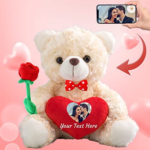 MeterBear Personalisierter Teddybär mit Text+ Foto Auf Herz, ValentinsGeschenke für sie Geschenke für Frauen Weihnachten Geburtstagsgeschenk für ihn Es Mir Leid Geschenke für sie (20cm) von MeterBear