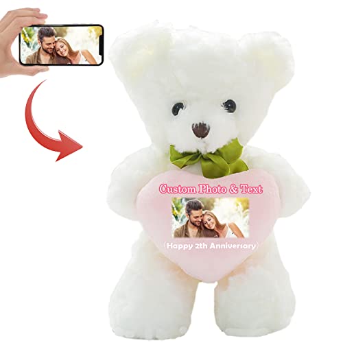 MeterBear Personalisierter Teddybär mit Text+ Foto Auf Herz, ValentinsGeschenke für sie Geschenke für Frauen Weihnachten Geburtstagsgeschenk für ihn Es Mir Leid Geschenke für sie (25cm) von MeterBear