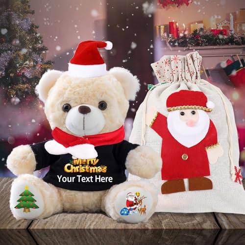 MeterBear Personalisierter Teddybär mit Text, Weihnachten Teddybär mit Weihnachtsschmuck als Personalisierte Geschenke für Frauen Weihnachten/Geschenke für Männer Weihnachten (20cm) von MeterBear