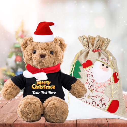 MeterBear Personalisierter Teddybär mit Text, Weihnachten Teddybär mit Weihnachtsschmuck als Personalisierte Geschenke für Frauen Weihnachten/Geschenke für Männer Weihnachten (26cm) von MeterBear