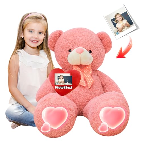 MeterBear Teddybär Groß Personalisiert ValentinsGeschenke, 100 cm Großer Teddybär XXL mit Namen Foto als Geschenk Weihnachten ValentinsGeschenke für Männer Abschluss Geschenk (100 cm) von MeterBear