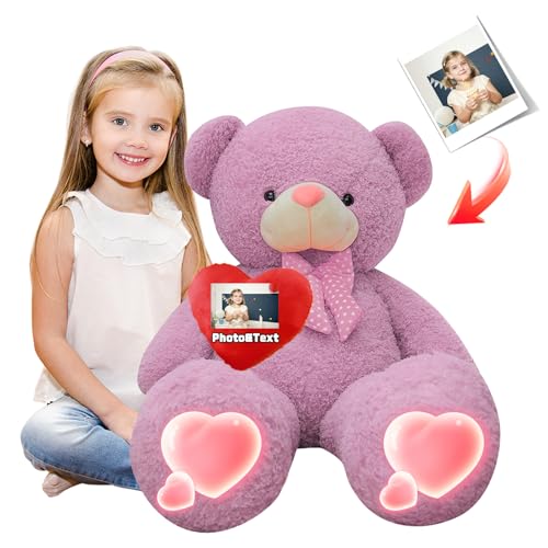 MeterBear Teddybär Groß Personalisiert ValentinsGeschenke, 100 cm Großer Teddybär XXL mit Namen Foto als Geschenk Weihnachten ValentinsGeschenke für Männer Abschluss Geschenk (100 cm) von MeterBear