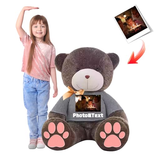 MeterBear Teddybär Groß Personalisiert ValentinsGeschenke, 140 cm Großer Teddybär mit Namen Foto Geschenk Weihnachten ValentinsGeschenke für Männer Geburtstagsgeschenk Abschluss Geschenk (140 cm) von MeterBear