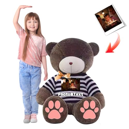 MeterBear Teddybär Groß Personalisiert ValentinsGeschenke, 140 cm Großer Teddybär mit Namen Foto Geschenk Weihnachten ValentinsGeschenke für Männer Geburtstagsgeschenk Abschluss Geschenk (140 cm) von MeterBear