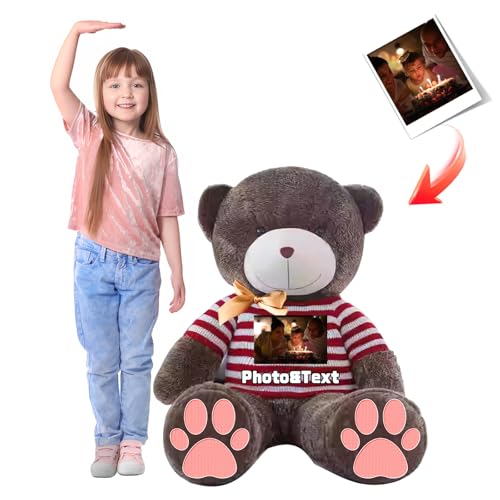 MeterBear Teddybär Groß Personalisiert ValentinsGeschenke, 140 cm Großer Teddybär mit Namen Foto Geschenk Weihnachten ValentinsGeschenke für Männer Geburtstagsgeschenk Abschluss Geschenk (140 cm) von MeterBear