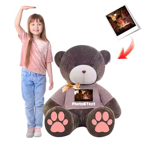 MeterBear Teddybär Groß Personalisiert ValentinsGeschenke, 140 cm Großer Teddybär mit Namen Foto Geschenk Weihnachten ValentinsGeschenke für Männer Geburtstagsgeschenk Abschluss Geschenk (140 cm) von MeterBear