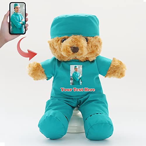 MeterBear Teddybär mit Personalisierter Text+Foto für Arzt Krankenschwester Geschenk Geschenke für Frauen Weihnachten Geburtstagsgeschenk ValentinsGeschenke für sie ValentinsGeschenkee (20cm) von MeterBear