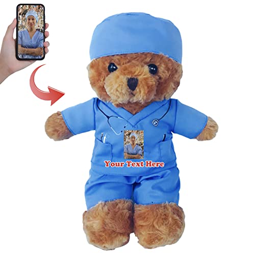 MeterBear Teddybär mit Personalisierter Text+Foto für Arzt Krankenschwester Geschenk Geschenke für Frauen Weihnachten Geburtstagsgeschenk ValentinsGeschenke für sie ValentinsGeschenkee (25cm) von MeterBear