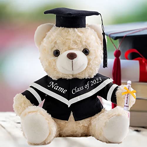 Personalisierte Geschenke Teddybär mit Text, GraduationBär Abschluss 2024 Personalisierte Teddybär für Graduation 2024 Schulabschluss Geschenk für Sie 2024 Oberschule/ Hochschule (20cm-Weiß-Text) von MeterBear