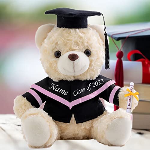 Personalisierte Geschenke Teddybär mit Text, GraduationBär Abschluss 2024 Personalisierte Teddybär für Graduation 2024 Schulabschluss Geschenk für Sie 2024 Oberschule/ Hochschule (20cm-Weiß-Text) von MeterBear