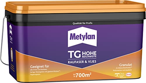 Metylan TG Hohe Reichweite Raufaser und Vlies Granulat, Tapetenkleister für Raufaser-, Papier und Vliestapeten, einfach anzuwendender Kleister, transparent, 1x5kg von Metylan