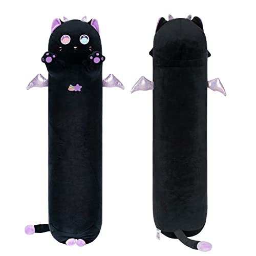 Mewaii 110CM Kuscheltier Kawaii Katzen Plüschkissen Stofftiere Lang Kätzchen Plüschtier Ausgestopftes Tier Spielzeug Kuschelkissen Geschenk Plüschkissen - Lila von Mewaii