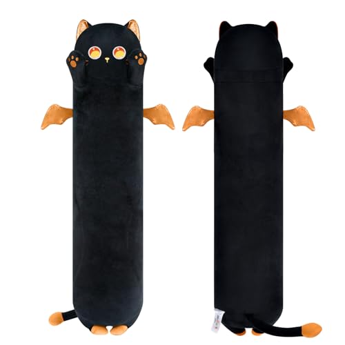 Mewaii 110CM Kuscheltier Kawaii Langes Katzen Plüsch Kissen Große Braune Augen Stofftiere Plüschtier Ausgestopftes Tier Spielzeug Kuschelkissen Geschenk Plüschkissen von Mewaii