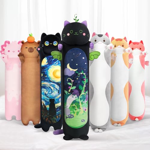 Mewaii 130CM Plüschtier Stofftiere für Kinder Kuscheltier Farbe Minze Katze Langes Wurfkissen Kawaii Katzen Plüsch Kissen Plüschtier Ausgestopftes Spielzeug Stofftiere Geschenk über 3 Jahren von Mewaii