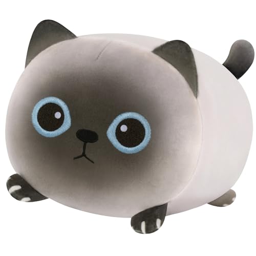 Mewaii 20 cm Plüschtier Stofftiere Kawaii Siamesische Katze Plüsch Kissen für Kinder - Kuscheltier Stofftier Spielzeug und Kissen, Tolles Geschenk über 3 Jahre von Mewaii