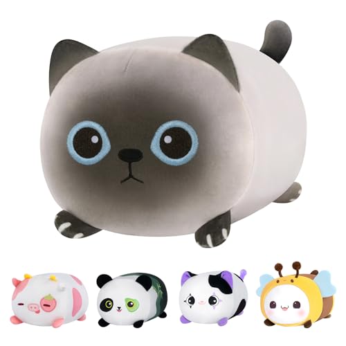 Mewaii 20 cm Plüschtier Stofftiere Kawaii Siamesische Katze Plüsch Kissen für Kinder - Kuscheltier Stofftier Spielzeug und Kissen, Tolles Geschenk über 3 Jahre von Mewaii