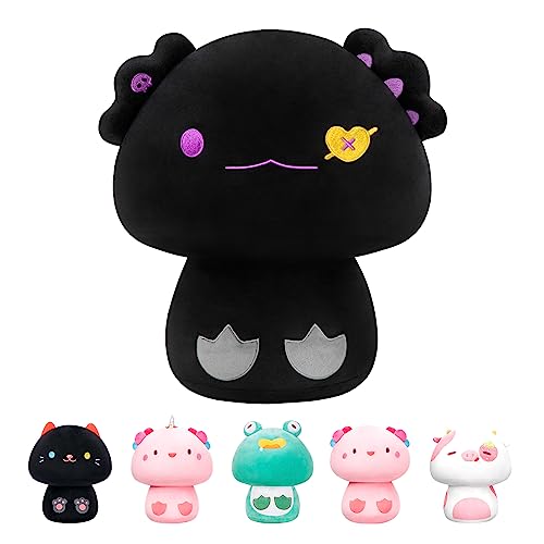 Mewaii 36CM Plüschtier Kawaii Kuscheltier Kissen für Kinder Schwarz Axolotl Weiche Stofftiere Geschenk über 3 Jahren von Mewaii