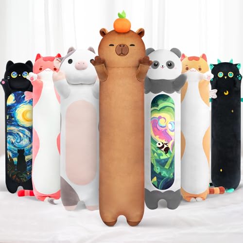 Mewaii 50CM Kuscheltier Capybara Plüschkissen Stofftiere Lang Plüschtier Ausgestopftes Tier Spielzeug Kuschelkissen Geschenk Plüschkissen von Mewaii