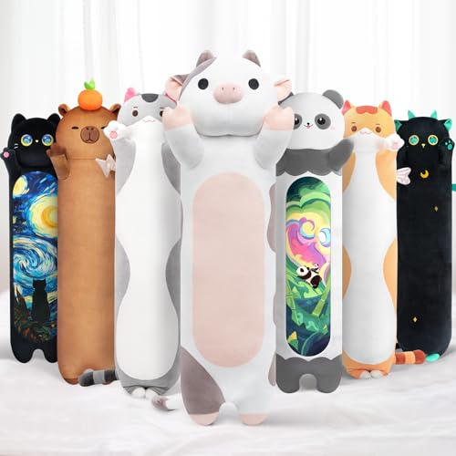 Mewaii 50CM Kuscheltier Kawaii Langes Kuh Plüsch Kissen Kuh Stofftiere Plüschtier Ausgestopftes Tier Spielzeug Kuschelkissen Geschenk Plüschkissen von Mewaii