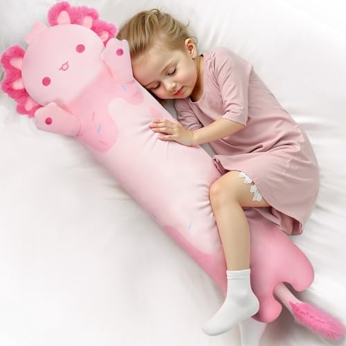 Mewaii 50CM Kuscheltier Süßer Axolotl Plüschtier Stofftiere Lang Plüschkissen Ausgestopftes Tier Spielzeug Kuschelkissen Geschenk Plüschkissen von Mewaii