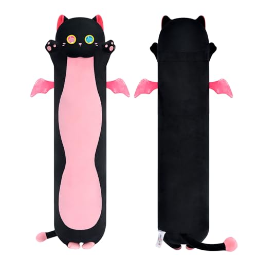 Mewaii 50cm Kawaii Plüsch Plüschtier Große Augen Rosa Wellenmuster Katze Kissen für Kinder Ausgestopftes Kuscheltiere Tier Spielzeug Geschenk über 3 Jahren von Mewaii