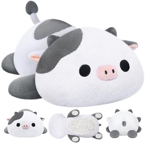 Mewaii Weighted Plüsch Grau Kuh Kuscheltier 58cm,1.8kg (4.0 lbs) Kawaii Plüschtiere für Kinder,Komfortabel und Kuschelig, Kuscheltiere für Frauen und Männer von Mewaii