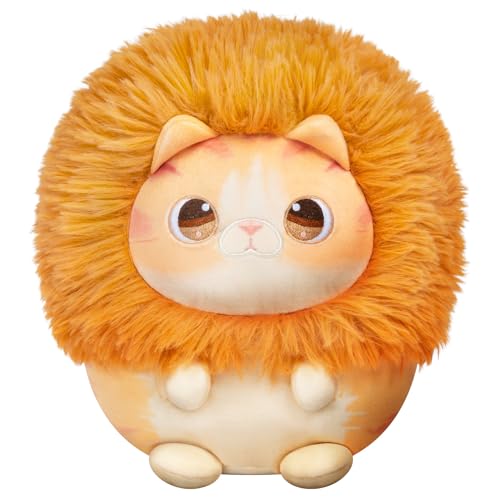 Mewaii Kawaii süßes Katzen-Löwen-Plüschtier-Kissen für Kinder, Kawaii-Plüschtier, süßes Stofftier, weiche Katzen-Plüschtiere mit Löwen-Outfit, Kostüm, Squishy-Plüschspielzeug, Geschenk für Mädchen von Mewaii