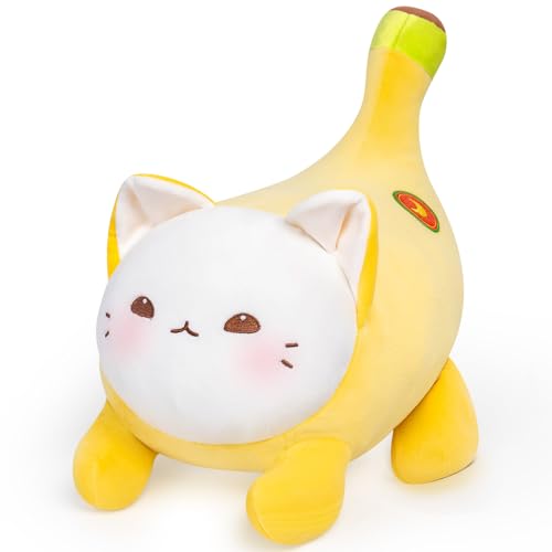 Mewaii Katze Kuscheltier Lustiges Banane Förm Katze Plüschtier, Katzen Stofftiere Plüschkissen, Spielzeug Geschenk für Kinder und Erwachsene (31 cm) von Mewaii