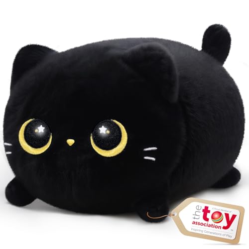 Mewaii Schwarze Katze Plüschkissen 20CM Weiches Kawaii Kuscheltier für Kinder,Niedliches Katze Plüschtier,Perfektes Kuschelkissen und Geschenk von Mewaii