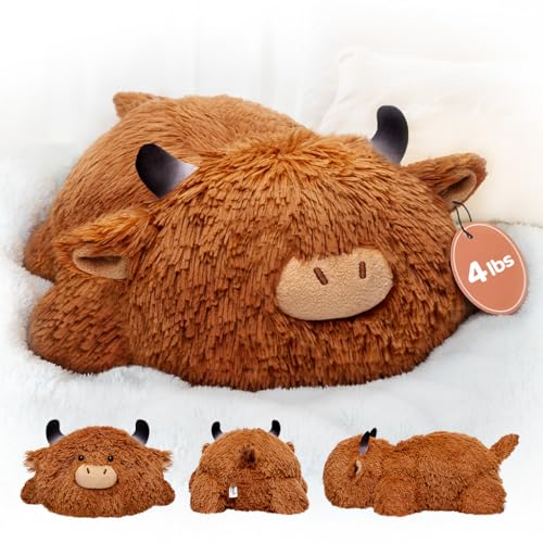 Mewaii Weighted Plüsch Hochlandrind Kuscheltier 58cm,1.8kg (4.0 lbs) Kawaii Plüschtiere für Kinder,Komfortabel und Kuschelig, Kuscheltiere für Frauen und Männer von Mewaii