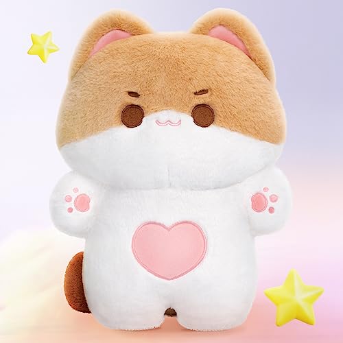 Mewaii Plüschtier 45 cm Braun Katze Kawaii Kuscheltier, Kawaii Katze Plüsch Kuscheltiere Stofftier Cute Plushies Katzen, Spielzeug Geschenk für Kinder Mädchen Jungen von Mewaii