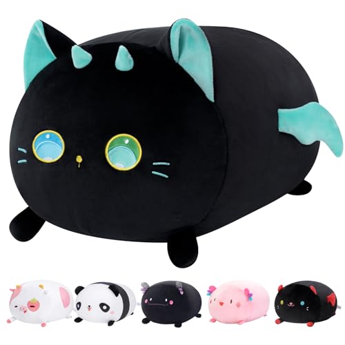 Mewaii Schwarze Katze Plüschkissen 40CM Weiches Kawaii Kuscheltier für Kinder,Niedliches Katze Plüschtier,Perfektes Kuschelkissen und Geschenk von Mewaii