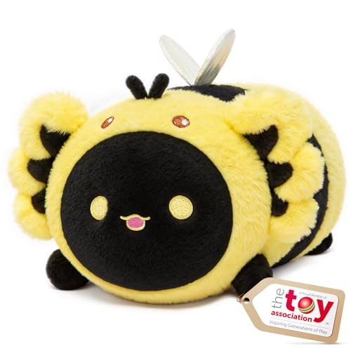 Mewaii Schwarzer Axolotl Biene Plüschkissen 20CM Weiches Kawaii Kuscheltier für Kinder,Niedliches Salamander Plüschtier,Perfektes Kuschelkissen und Geschenk von Mewaii