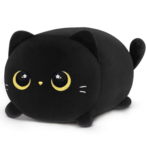 Mewaii Schwarze Katze Plüschtier Stofftiere 20CM Kawaii Plüsch Kissen für Kinder Ausgestopftes Kuscheltiere Tier Spielzeug Kuschelkissen Geschenk von Mewaii