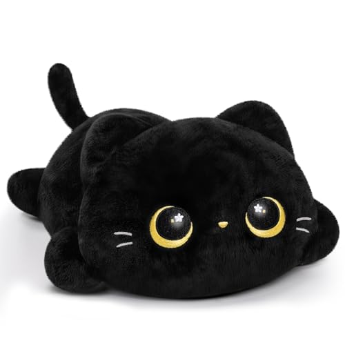 Mewaii Süßes Katze Plüschtiere Kawaii Plüschkissen Schwarze Katze Stofftiere Katzen Kuscheltier Matschige Plüschtiere für Boys & Girls von Mewaii