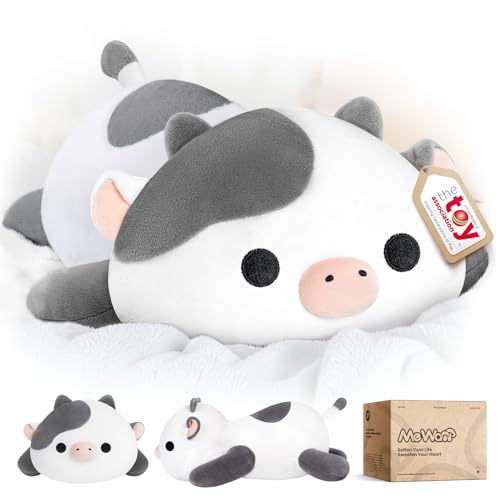 Mewaii Süßes Kuh Kuscheltier Plüschkissen für Kinder,Weiche 33 cm Kuscheltiere,Kawaii Plüschtier Kuh,Entspannungs und Dekorationskissen für Mädchen von Mewaii