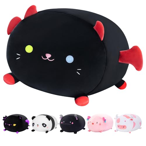 Mewaii Weiche Teufel Katze Plüsch Kissen Gefüllte Tiere Plüsch Squishy Kissen mit Fluffy Kuschel Plüsch Kissen Spielzeug für Erwachsene Mädchen Jungen(Schwarz) von Mewaii