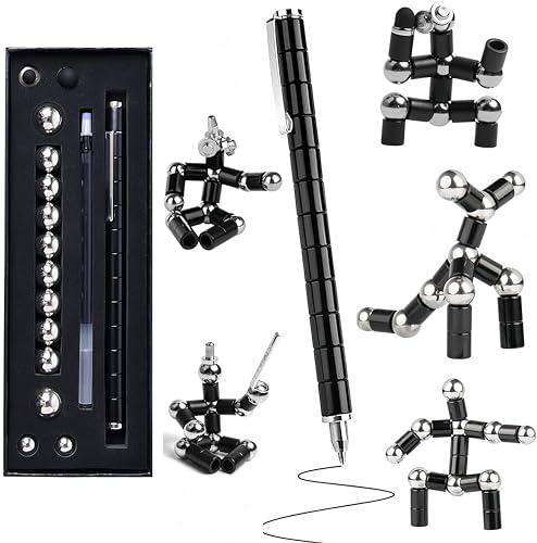 Magnetischer Fidget-Stift, Geschenk für Teenager, Mädchen, Jungen, Erwachsene, Spielzeug-Stift, Dekompressionsspielzeug, Magnetstift, vielseitiger, verformbarer Fidget-Schreibstift (klein, schwarz) von Meweo