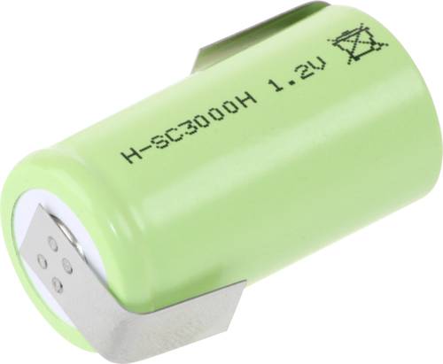 Mexcel -SC3000H Spezial-Akku Sub-C hochtemperaturfähig, Z-Lötfahne, Flat-Top NiMH 1.2V 3000 mAh von Mexcel