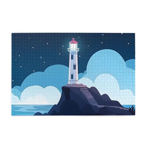 1000 Teile Puzzles für Erwachsene Blauer Leuchtturm Jigsaw Puzzles für Erwachsene 1000 herausfordernde Puzzlespiele von Mexpekil