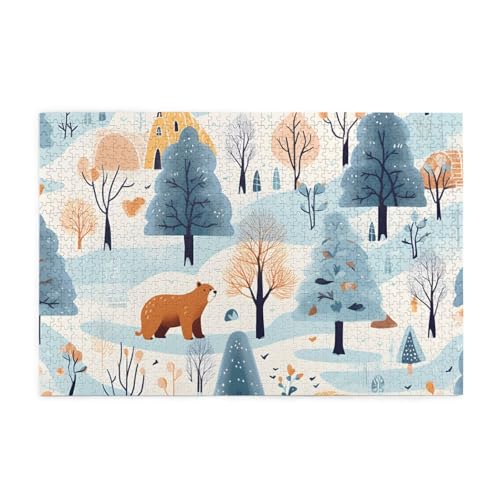 1000 Teile Puzzles für Erwachsene Winterwald Bär Puzzles für Erwachsene 1000 herausfordernde Puzzlespiele von Mexpekil